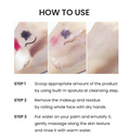 Instructions on how to use a skincare product with step-by-step guide and images of application, Heimish All Clean Balm 120ml