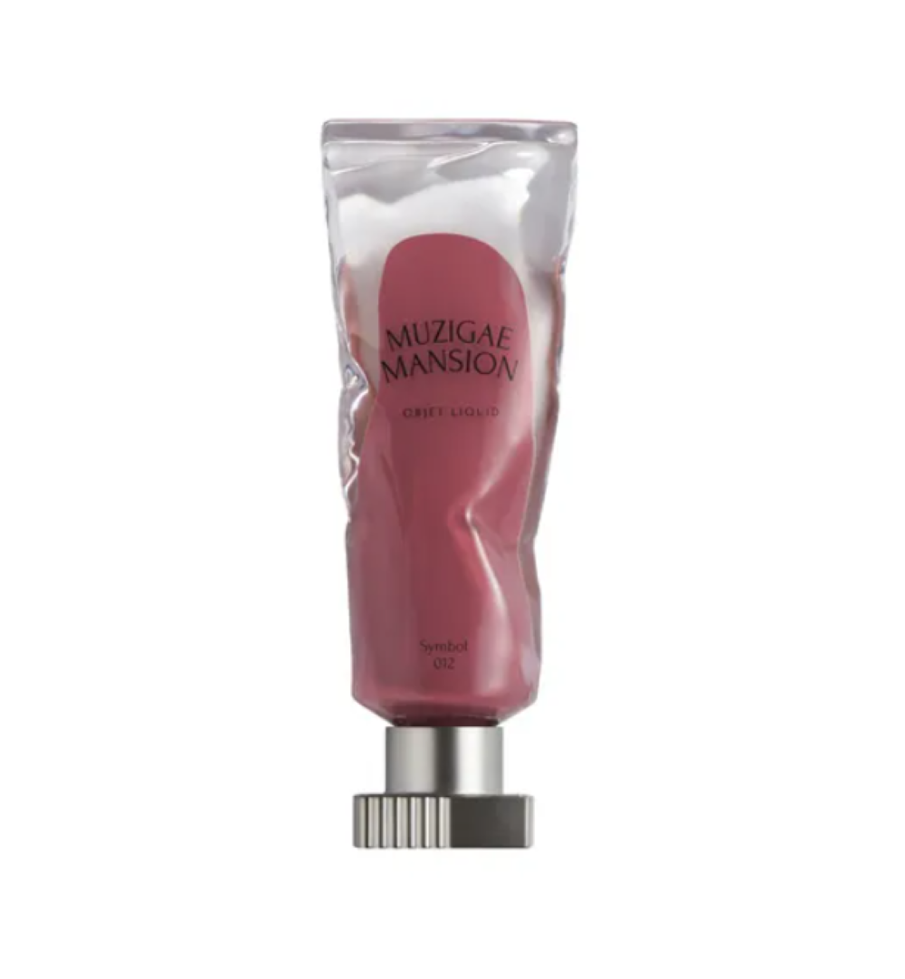 Lip balm tube with 'Muzigae Mansion' branding on a white background, Muzigae Mansion Objet Liquid 012 Symbol