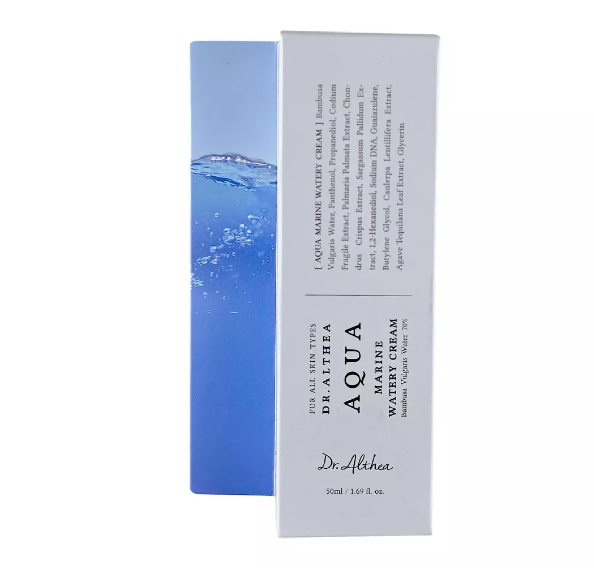 Dr. Althea Aqua Marine Watery Cream packaging on a white background, Dr.althea Aqua Marine Watery Cream 50ml