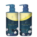 Shampoo and conditioner bottles with floral design on a white background, KRACIE ICHIKAMI Shining in the Moonlight 