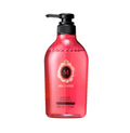 Red shampoo bottle with pump labeled 'Ma Cherie' on a white background, Shiseido Ma Cherie Moisture Shampoo EX