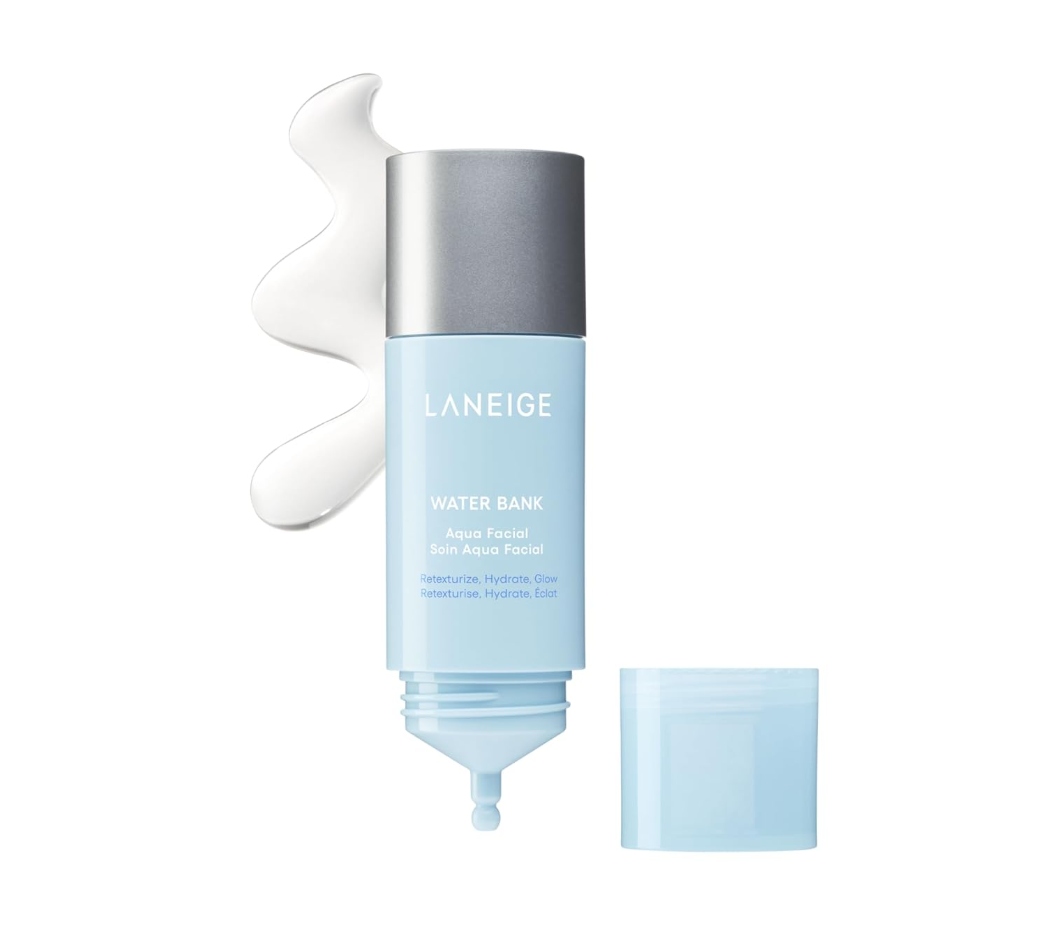 Laneige water bank cream bottle with applicator on a white background, Laneige Water Bank Aqua Facial Serum 30ml