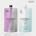 Shiseido Crystalizing Straight hair care products on a white background, SHISEIDO Crystallizing Straight H Straightener 1H+2