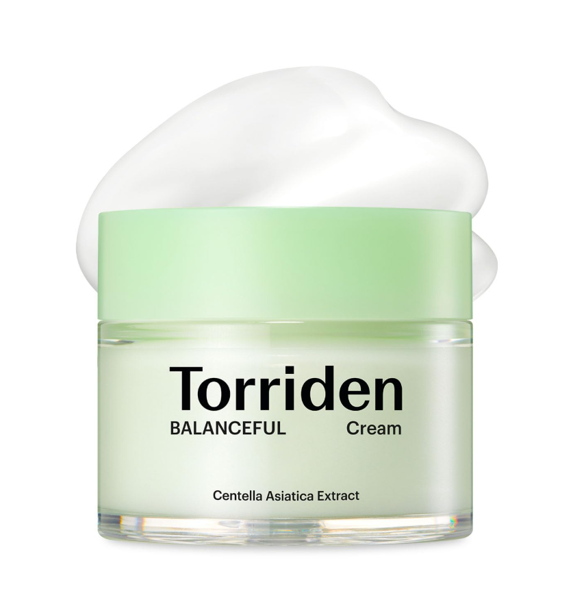 Torriden Balanceful Cream jar with a white cap on a white background