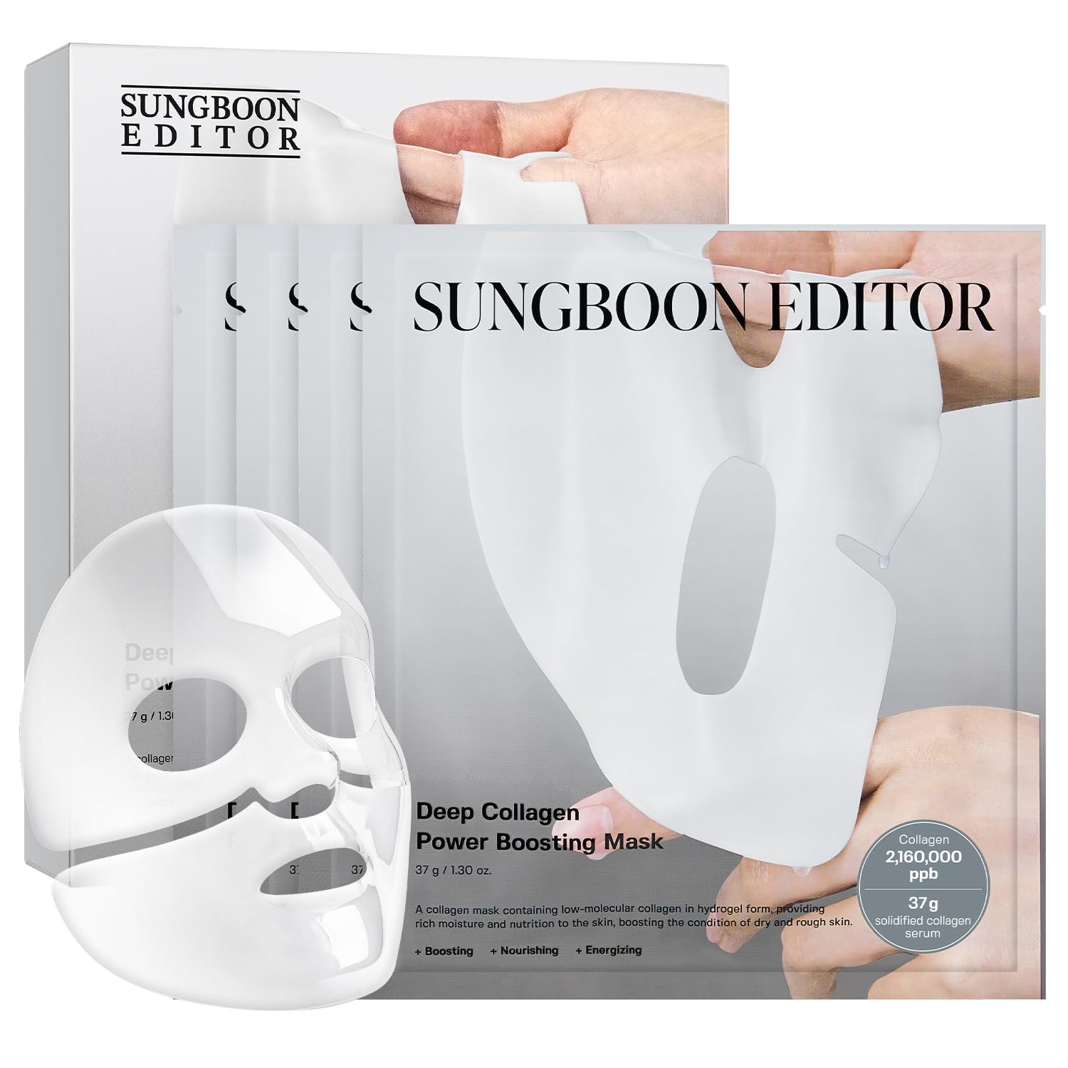 Songboon Deep Collagen Power Boosting Mask – Firming & Hydrating Care (4 Sheets / 37g Each)