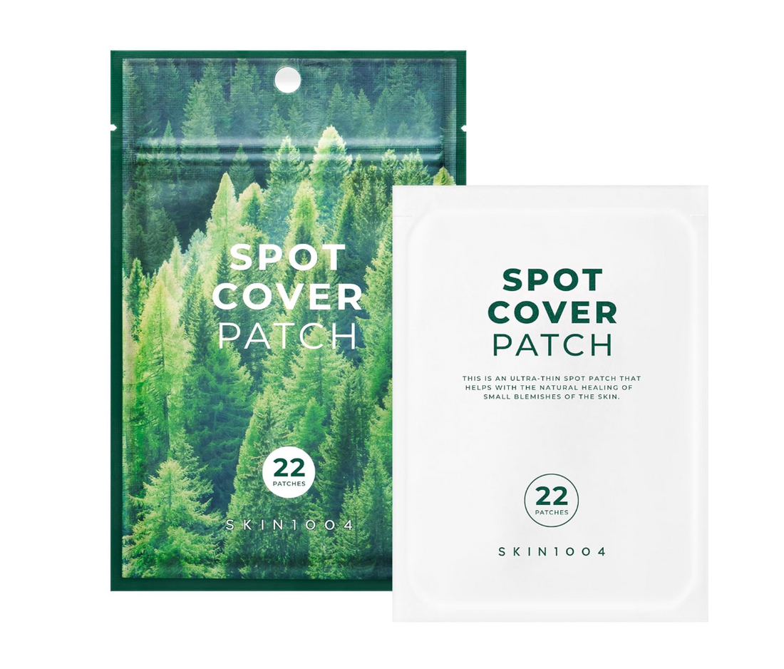 Two packages of Spot Cover Patch with a forest design on the front, SKIN1004 Tea Trica Spot Cover Patch 22pcs