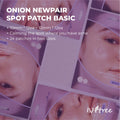Isntree Onion Newpair Spot Patch Basic packaging with product details on a purple background, ISNTREE Onion Newpair Spot Pach basic-24 patches