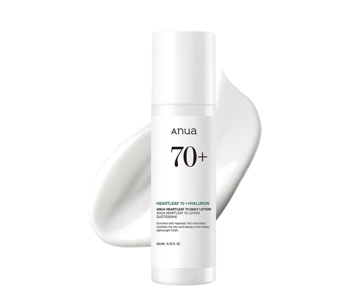 White skincare bottle with 'Anua' branding on a white background, Anua Heartleaf Daily Lotion 200ml