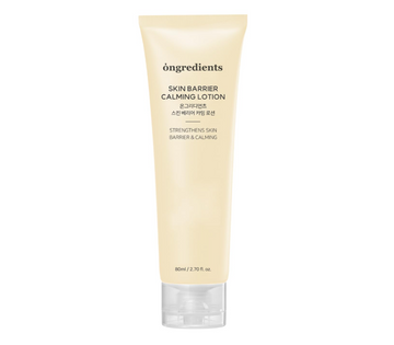 Skincare lotion tube labeled 'oingredients' on a white background, ONGREDIENTS Skin Barrier Calming Lotion 80ml
