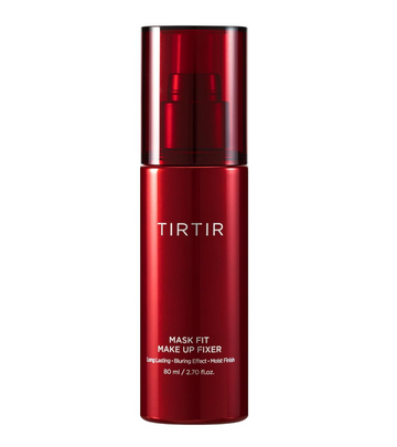 Red bottle of TIRTIR Mask Fit Make Up Fixer on a white background,TIRTIR Mask Fit Make-up Fixer