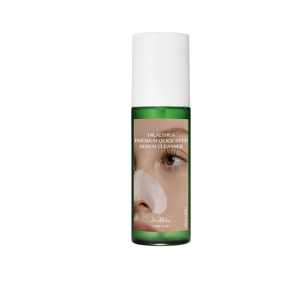 Serum cleanser bottle with a green label on a white background, Dr.Althea Premium Quick Step Sebum Cleanser 100ml