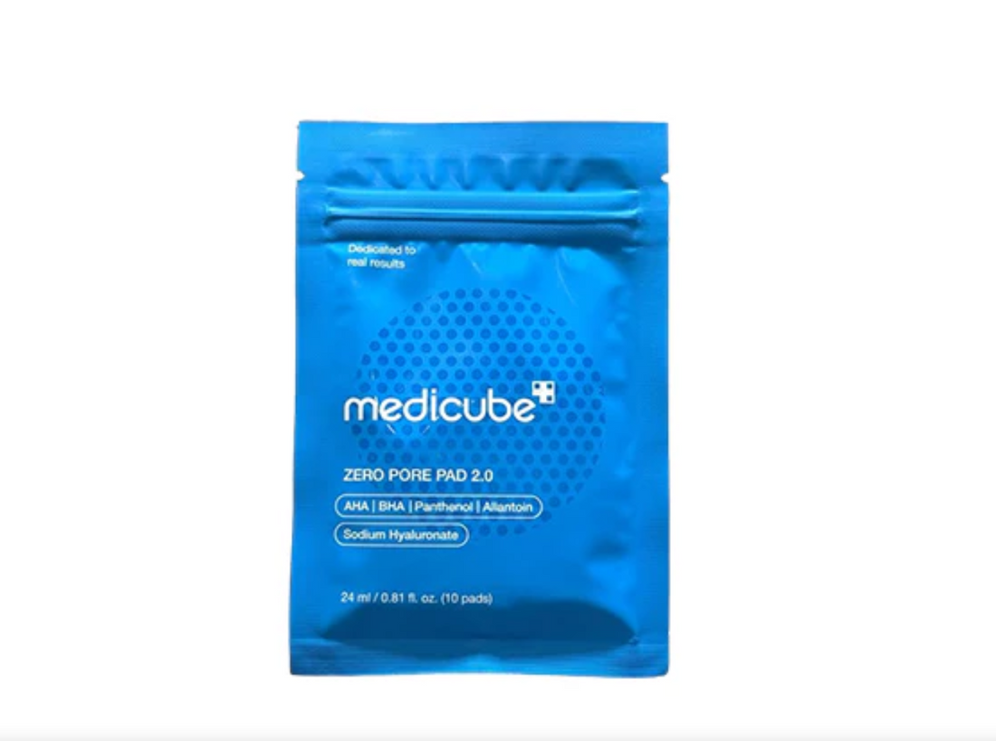 Blue packaging of Medicube zero pore pad 2.0 on a white background, Medicube Zero Pore Pad 2.0 10pads Sample