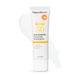 Sunscreen tube with SPF 50 on a white background, ONGREDIENTS Skin Barrier Moisture Sunscreen Broad Spectrum SPF 50 50ml