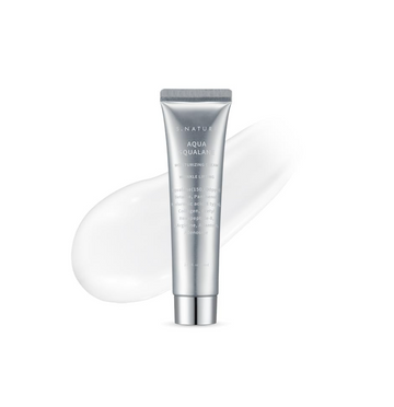 Silver skincare tube on a white background, S.nature Aqua Squalane Moisturizing Cream 60ml