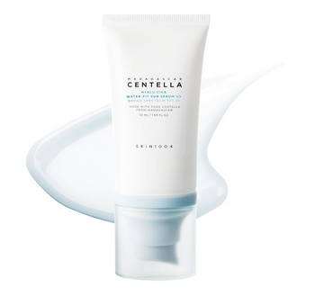 Skincare product with 'SKIN1004' branding on a white background, SKIN1004 Centella Hyalu-Cica Water-Fit Sun Serum UV SPF 50 50ml