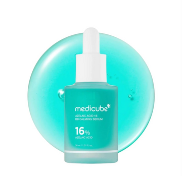 Medicube Azelaic Acid 16% BB Calming Serum bottle with dropper on a white background, Medicube Azelaic Acid 16 BB Soothing Serum 30ml
