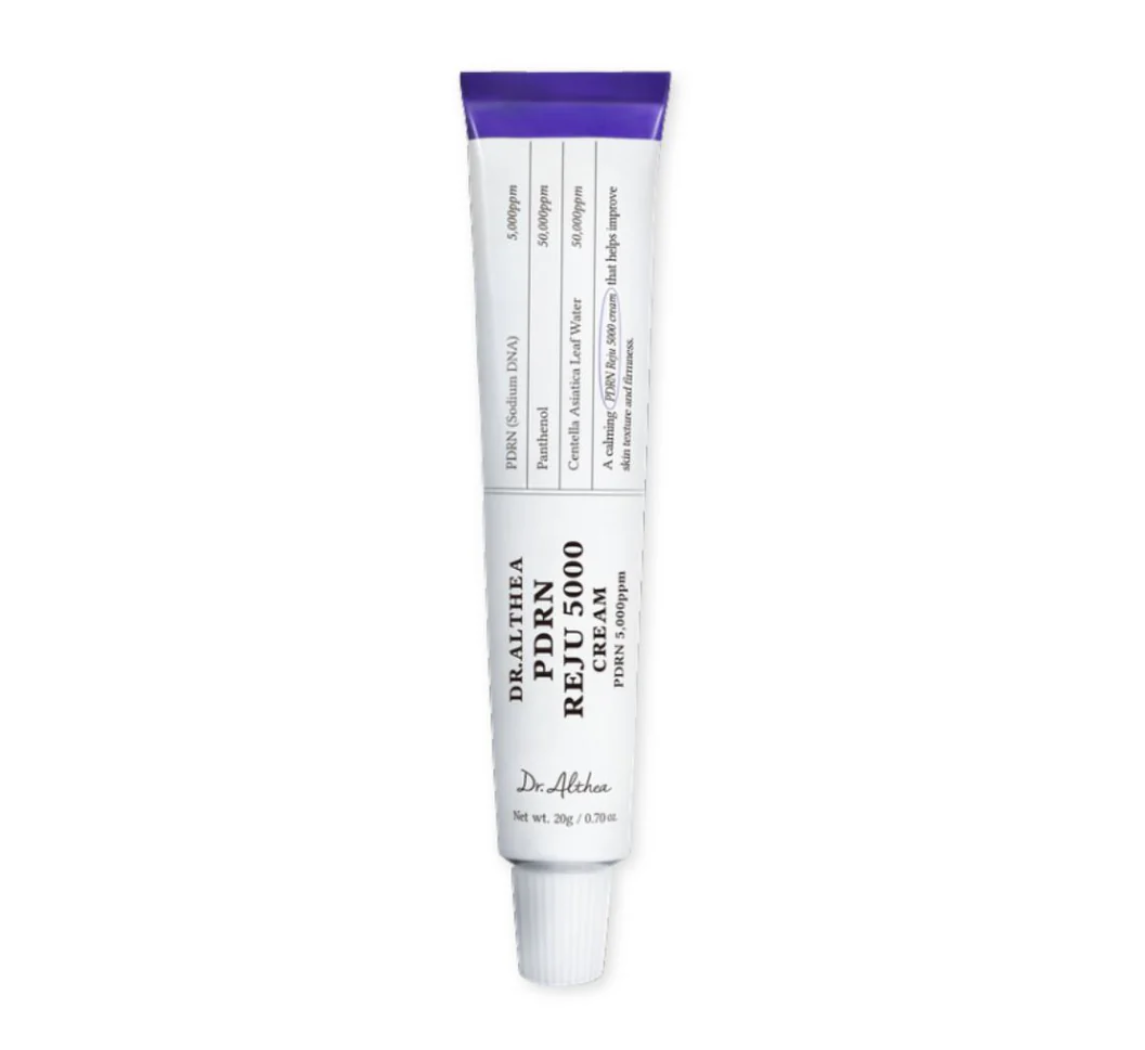 Tube of Dr. Alistair skincare product on a white background, Dr.Althea PDRN Reju 5000 Cream 20g