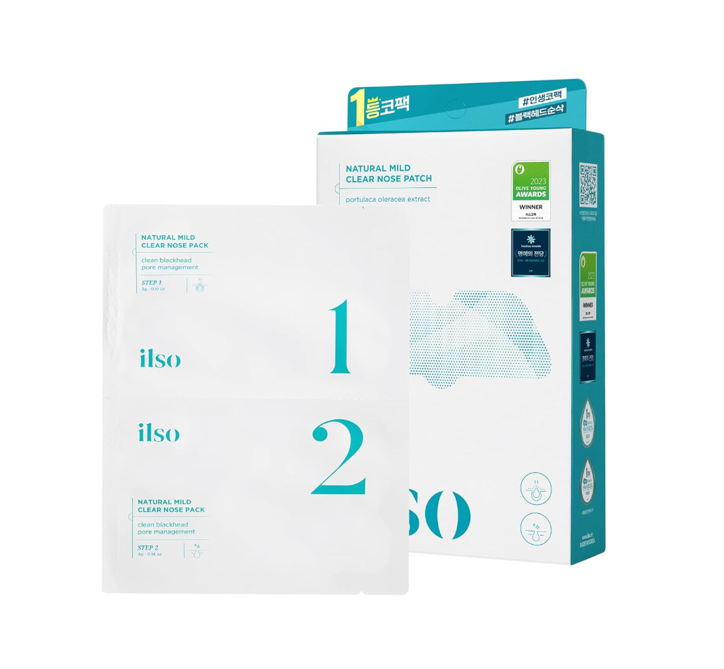 Ilso natural mild clear nose pack packaging on a white background, Ilso Natural Mild Clear Nose Patch