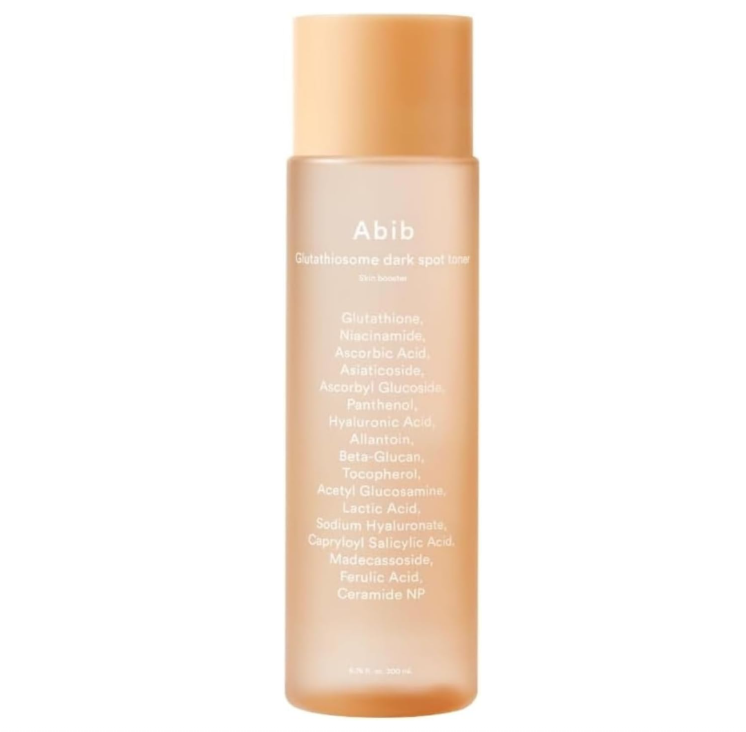 Skincare bottle with 'Abib' branding on a white background, Abib Glutathiosome Dark Spot Toner 200ml