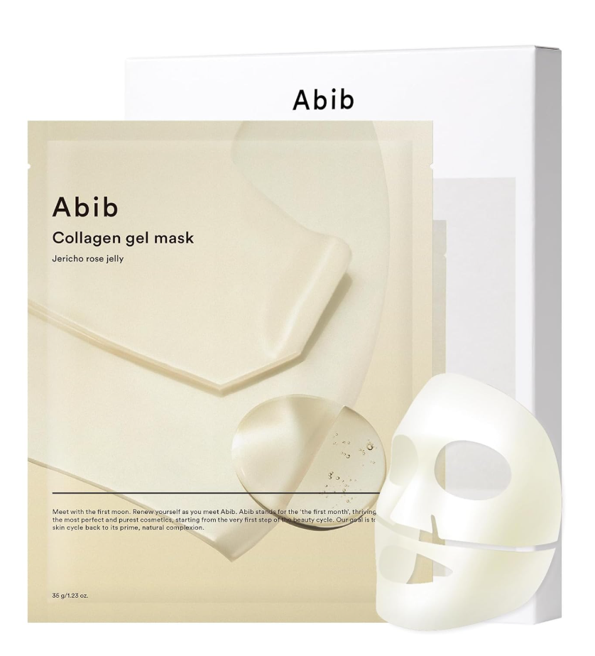 Abib collagen gel mask packaging with a white background, Abib Collagen Gel Mask Jericho Rose Jelly 4ea