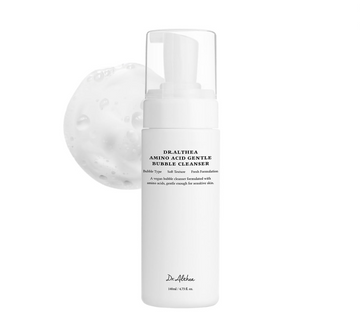 Dr. Althea Amino Acid Gentle Bubble Cleanser bottle with a round white cleanser ball on a white background, Dr.Althea Amino Acid Gentle Bubble Cleanser 140ml