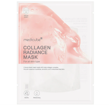 Medicube Collagen Radiance Mask packaging on a white background， Medicube Collagen Lifting Mask 5pcs