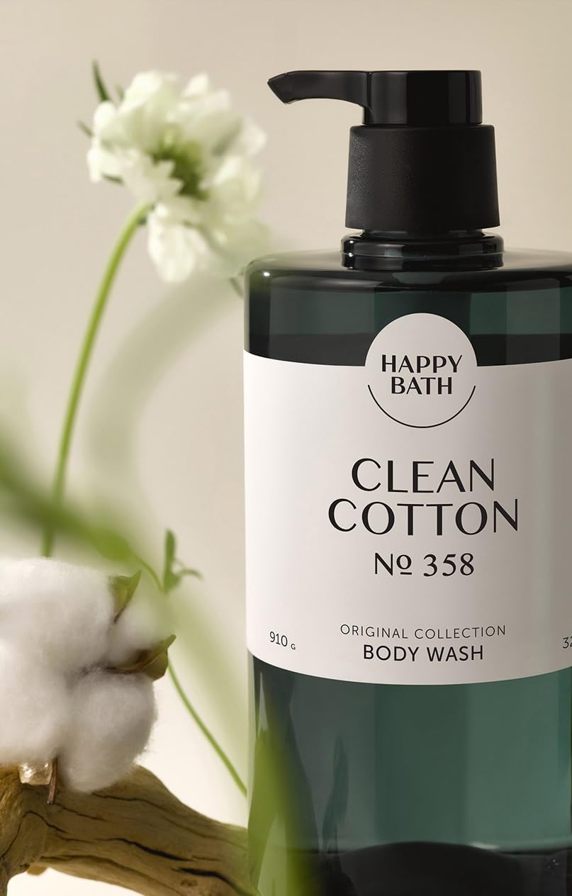 Happy Bath Original Collection Body Wash No 358 Mild PH formula, Clean Cotton (910g 32 oz)