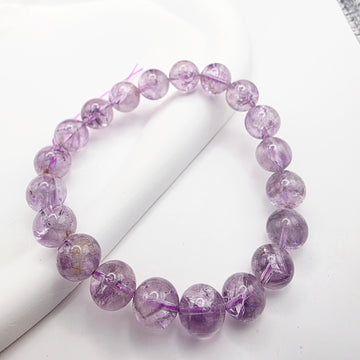 Natural Amethyst Crystal Beaded Bracelet – Calm & Inner Peace Energy Jewelry
