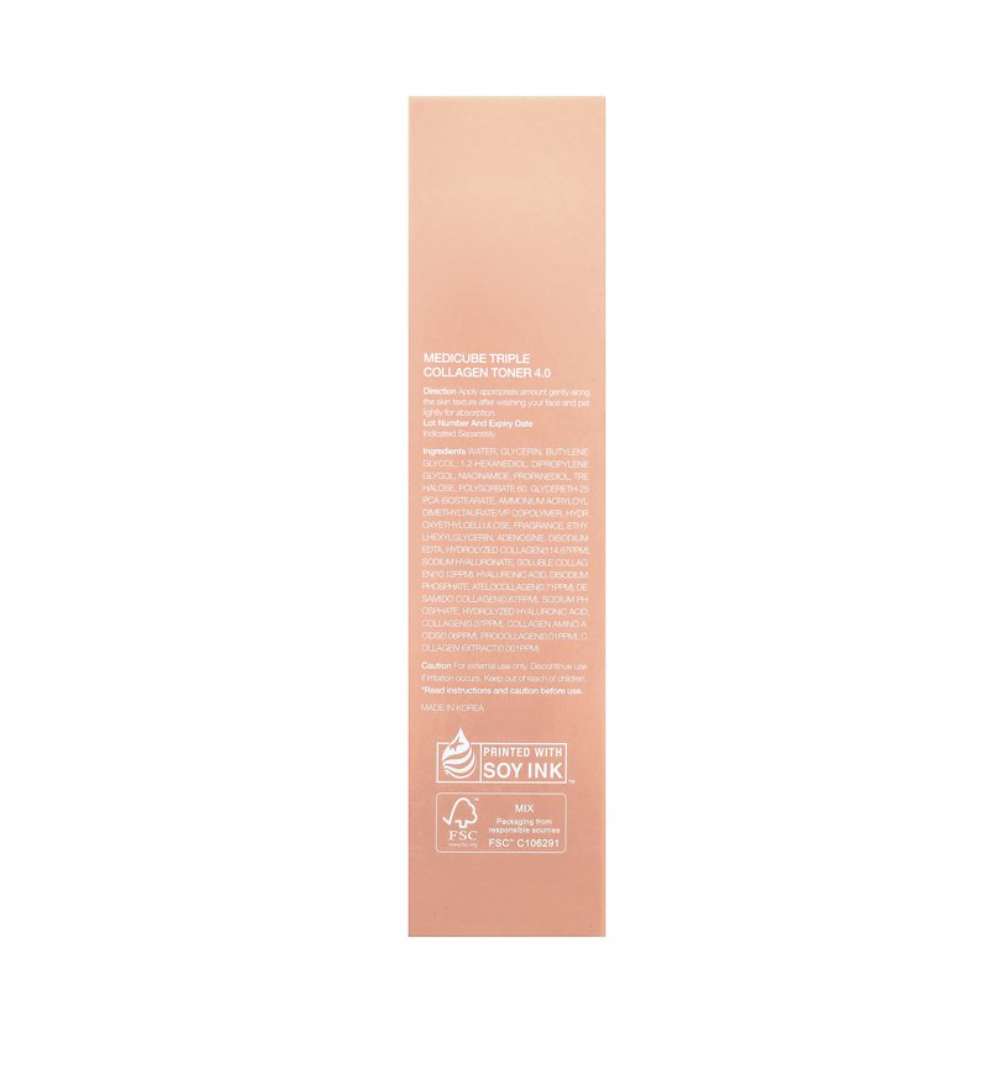 Product packaging with text and , Medicube Triple Collagen Toner 140ml