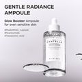 Gentle Radiance Ampoule bottle with text on a light gray background, Skin1004 Madagascar Centella Tone Brightening Capsule Ampoule 100ml