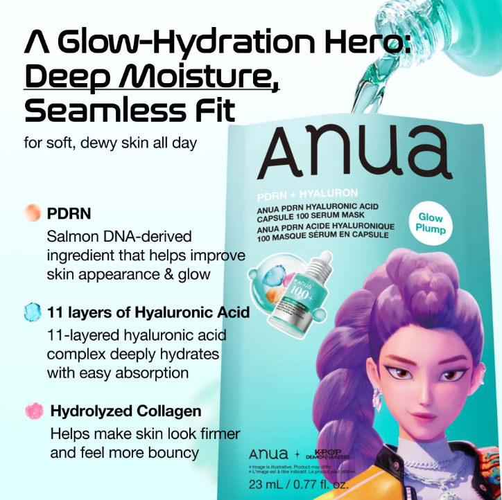Anua Kpop PDRN Hyaluronic Acid Capsule 100 Serum Mask 10ea