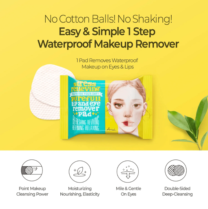Ariul Stress Relieving Purefull Lip and Eye Remover Pad 30ea