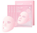 Four pink Medicube tension-up mask packets arranged in a fan shape, with one pale pink face mask placed in front on a clean white background. Medicube PDRN Pink Tension Up Mask 4ea