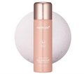 Medicube Collagen Glow Bubble Serum in a frosted peach bottle with a metallic rose gold cap, set against a large white bath bomb on a white background. Medicube Collagen Glow Bubble Serum 100ml