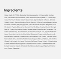 A text-based ingredients list on a plain white background, with small black headings reading 'Ingredients' and dense product ingredient names below. Medicube Zero Pore Blackhead Mud Mask 100g