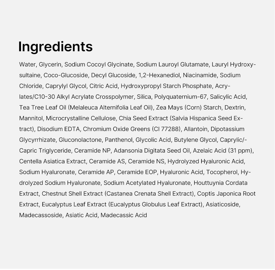 List of ingredients on a white background, Medicube Azelaic Acid Capsule Cleansing Foam 120g