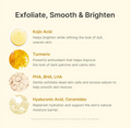 Skincare ingredients with descriptions on a beige background, Medicube Kojic Acid Turmeric Body Peel Shot 280ml