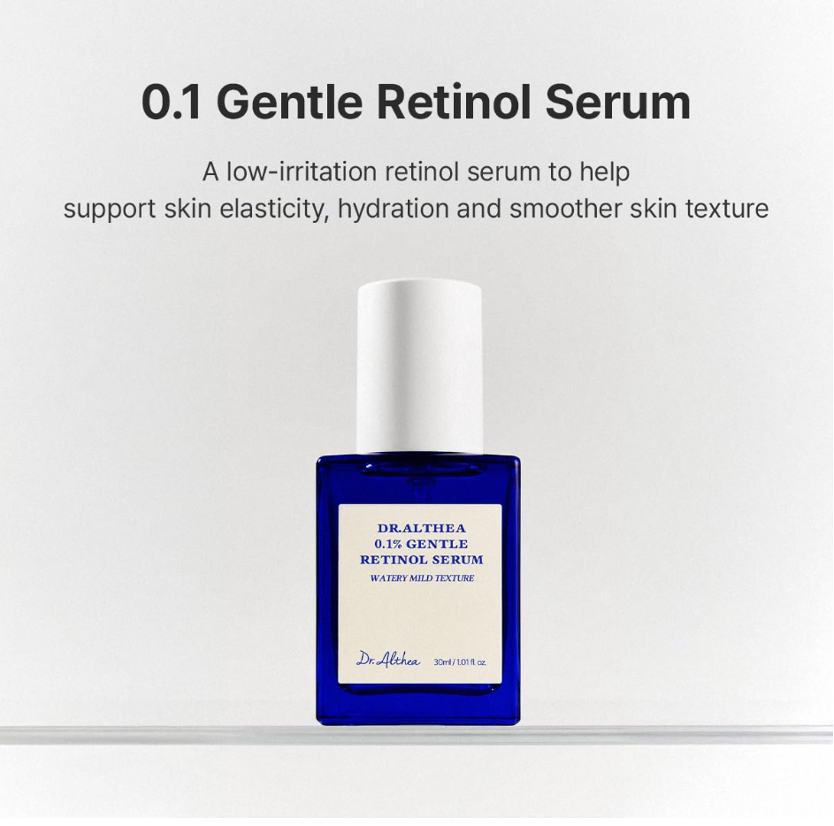 A bottle of Dr. Melan 0. Dr.Althea 0.1% Gentle Retinol Serum 30ml