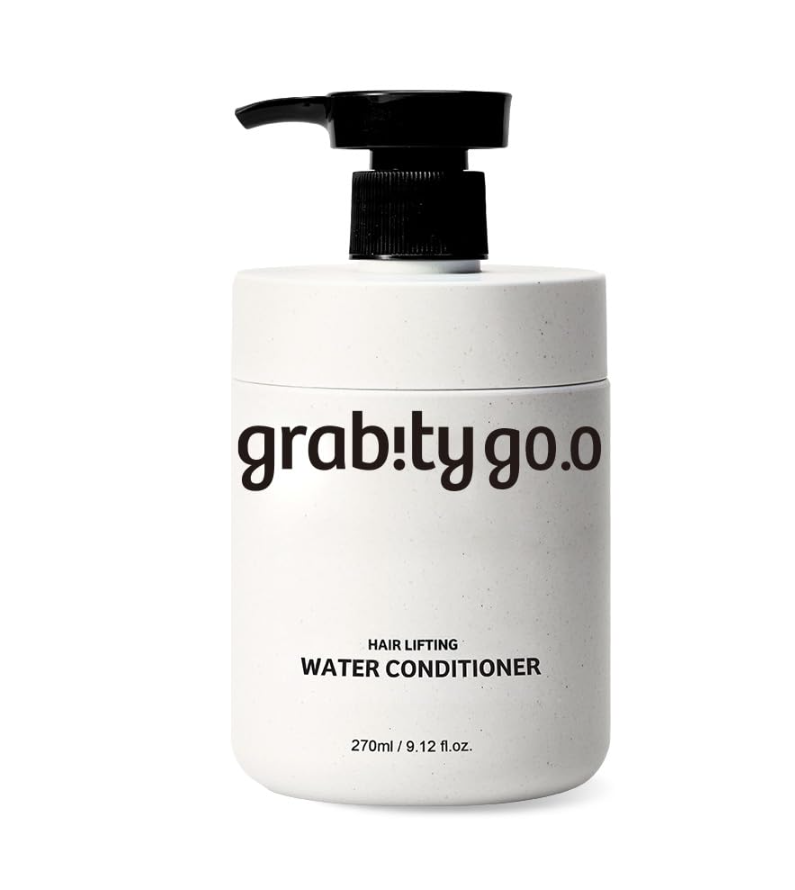 A white bottle of grab:ty go.0 Hair Lifting Water Conditioner with a black pump dispenser, shown on a clean white background. Grabity Hair Lifting Water Conditioner 270ml