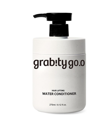 A white bottle of grab:ty go.0 Hair Lifting Water Conditioner with a black pump dispenser, shown on a clean white background. Grabity Hair Lifting Water Conditioner 270ml
