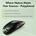 Hair care product with text about polyphenol and its benefits for hair health on a light green background. Grabity Hair Lifting Water Conditioner 270ml