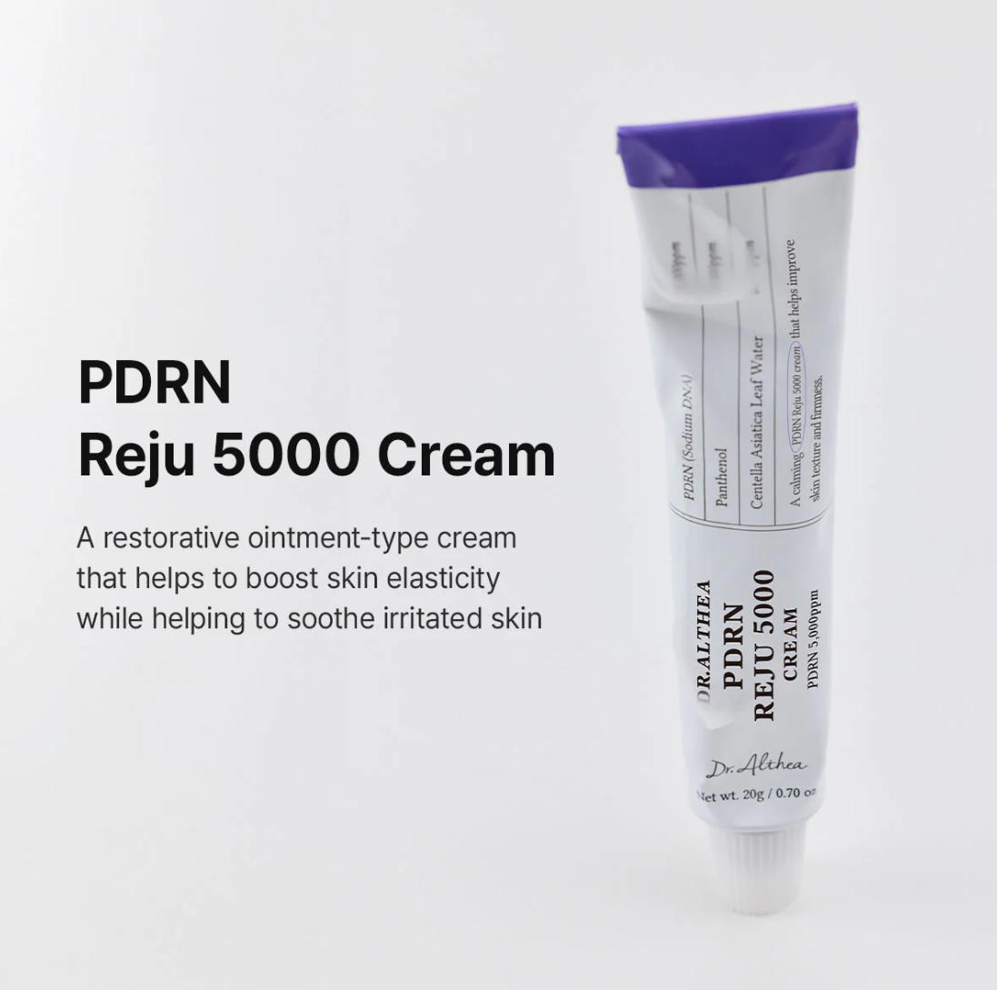 Tube of Dr. Alistair skincare product on a white background, Dr.Althea PDRN Reju 5000 Cream 20g