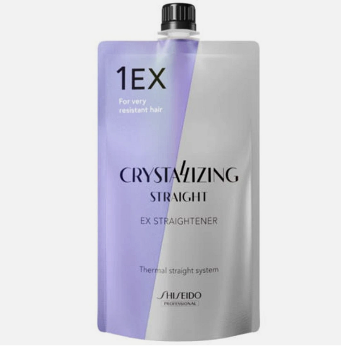 Shiseido Crystalizing Straight hair product set on a white background, Shiseido Crystallizing Hair Straightener 1EX + 2 Cream Set