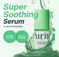 Purito Super Soothing Serum bottle with green droplets on a white background, Purito SEOUL Wonder Releaf Centella Serum Unscented 60ml