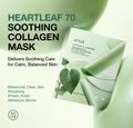 Heartleaf 70 soothing collagen mask packaging with green background, Anua Heartleaf 70 Soothing Collagen Mask 4ea