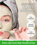 Person applying a facial mask with text highlighting benefits and ease of use, Lindsay Collagen Modeling Mask Cup Pack 28g