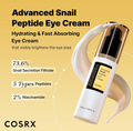 COSRX Advanced Snail Peptide Eye Cream on a yellow background with product details, Cosrx advanced snail Peptide eye cream 25ml