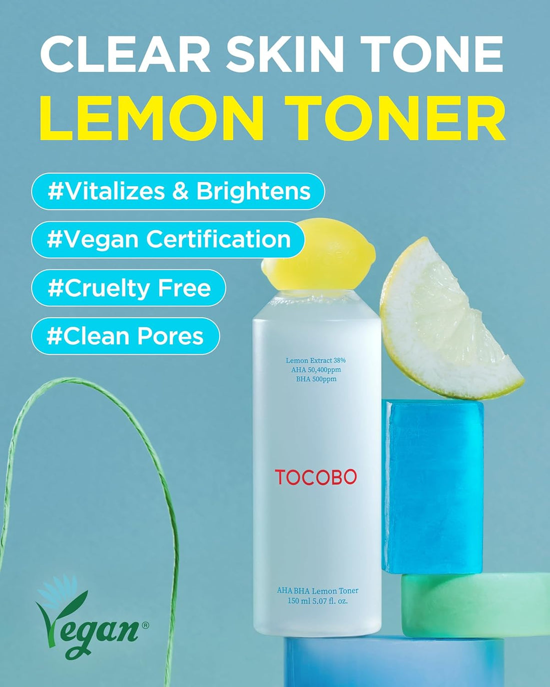 TOCOBO AHA BHA Lemon Toner – Exfoliating & Brightening (150ml)