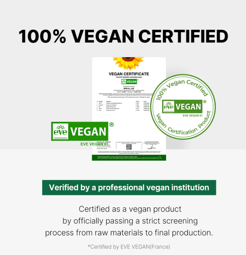 Vegan certification labels and text on a white background, Medicube Super Cica Deep Cleansing Balm 100ml