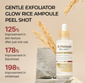 Dr. Melaxin peel shot with rice ampoule on a beige background, Dr.Melaxin PEEL SHOT EXFOLIATING WHITE RICE AMPOULE 80ml